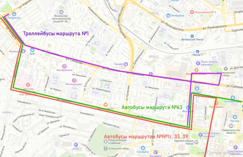 Пензенский общественный транспорт временно будет следовать по новому маршруту