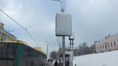 В Пензе светофоры и дорожные знаки залепило снегом